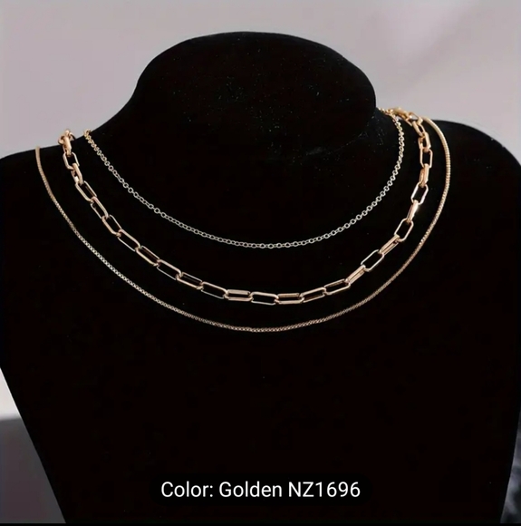 Women's 3 Strand GP Chain Necklace - Picture 2 of 6